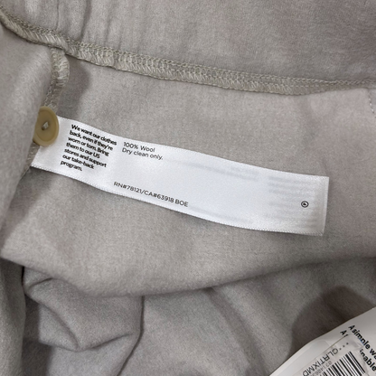 Eileen Fisher System Boiled Wool Jersey Pleated Wide-Leg Trouser Pant Chalk Gray - XL