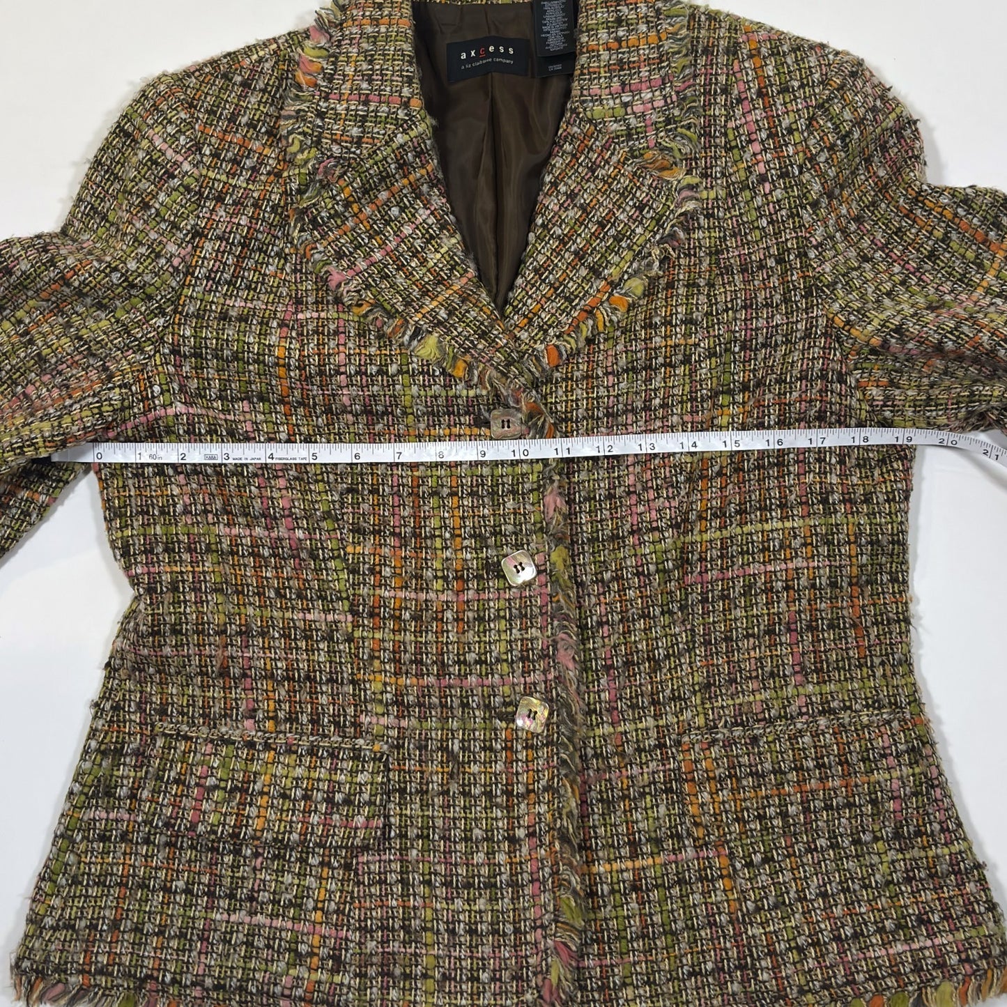 Axcess Fringe Earthy Tone Tweed Blazer - 12