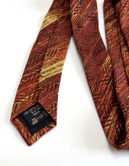 Ermenegildo Zegna Silk Neck Tie Sunset Red Yellow Vintage Italy 3.75"