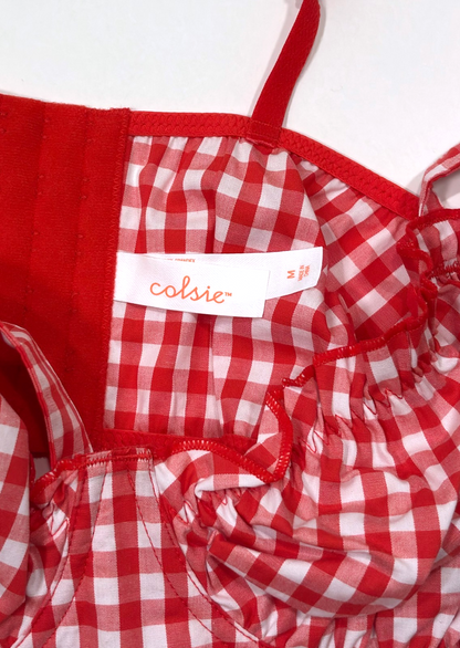 Closie Red Gingham Check Corset Crop Top Underwire Bustier - M