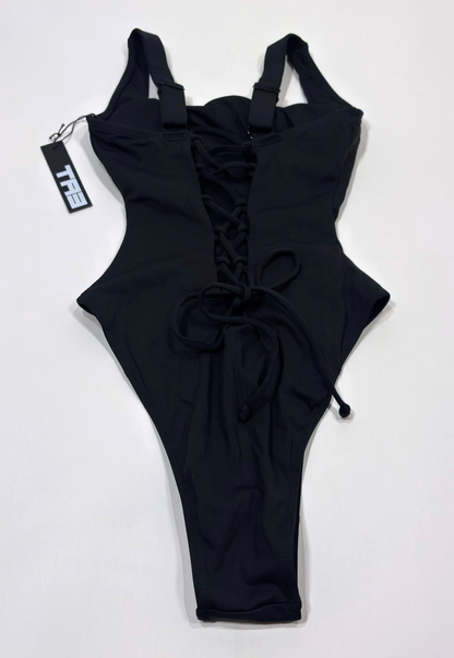 TA3 High Cut Square Neck Swimsuit Black - XS