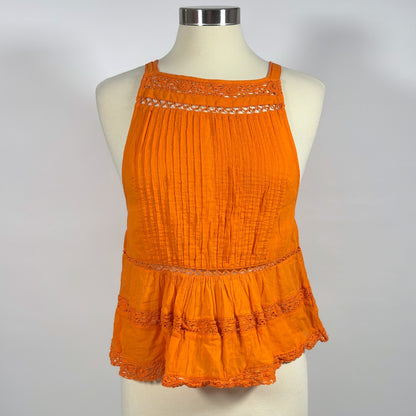 Free People Constant Crush Crochet Tank Top Orange - S