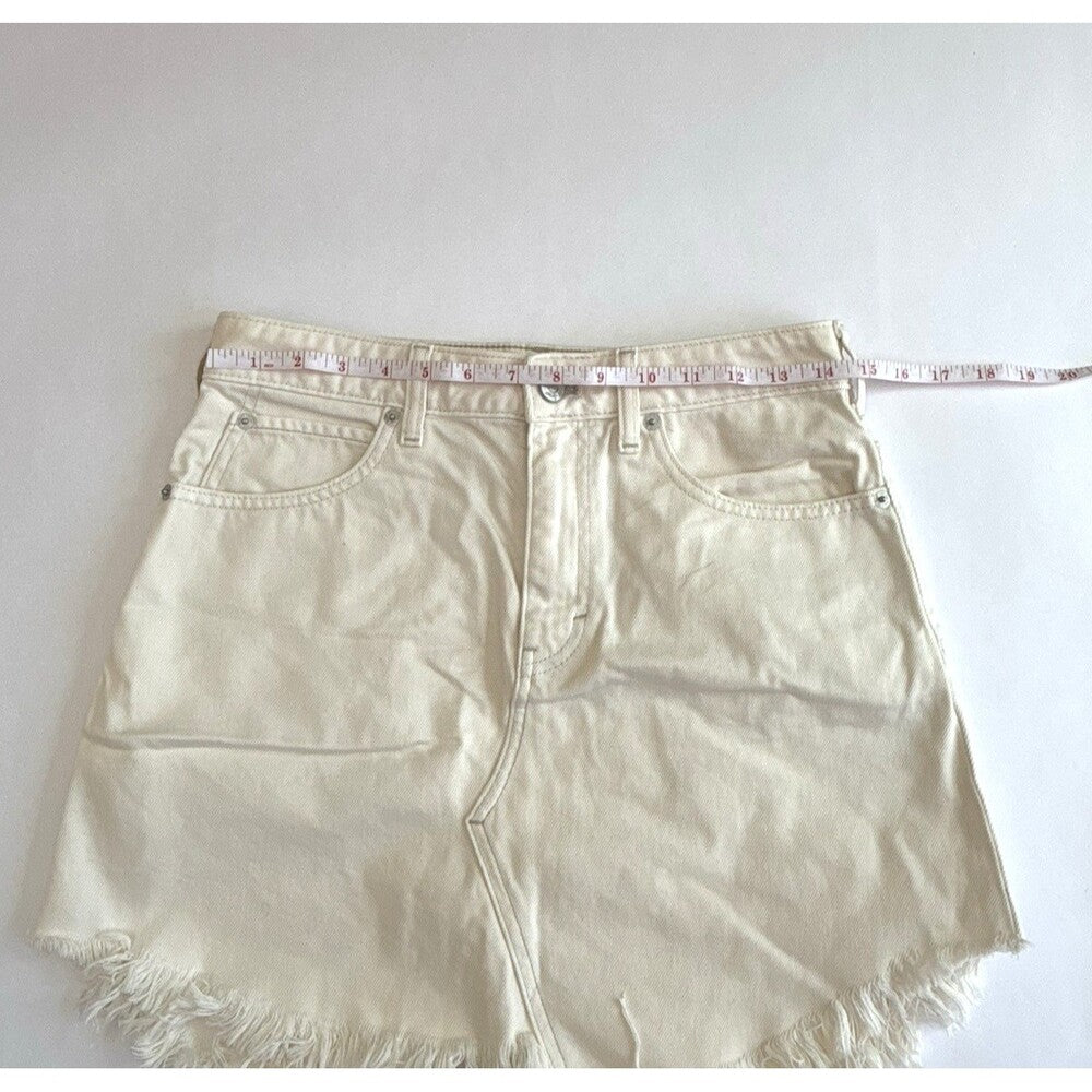 Free People Bailey Denim Jean Skirt Raw Hem White - 26
