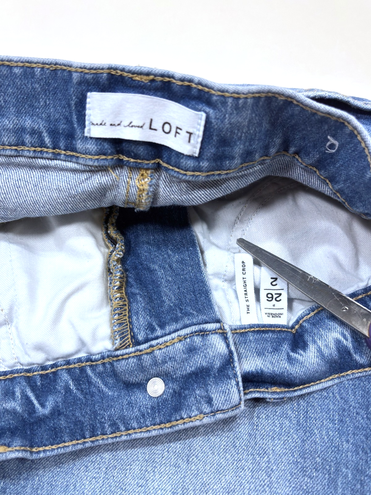 Loft The Straight Crop Jeans Medium Wash Raw Hem Distressed - 2/26