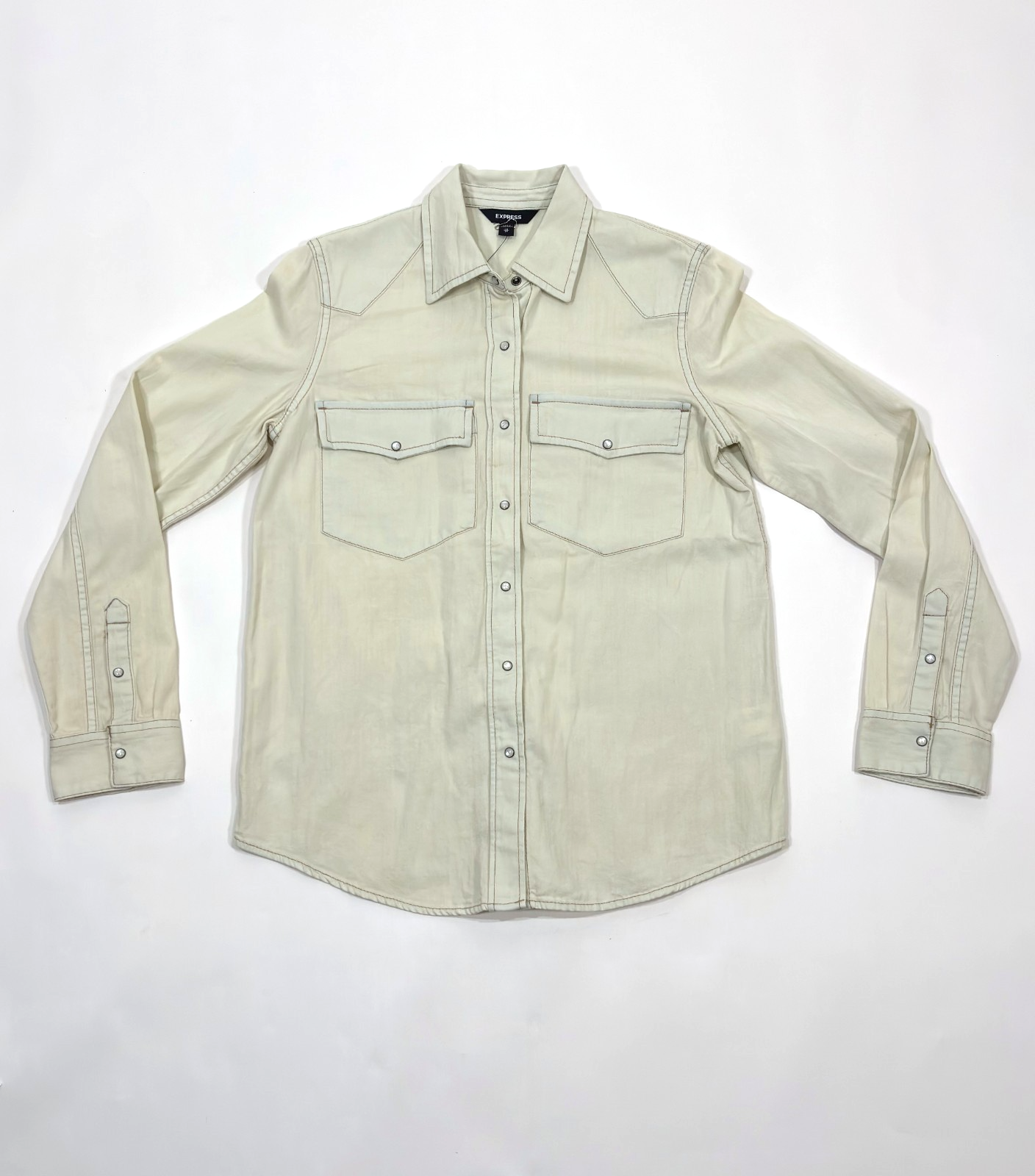 Express Button Down Wester Shirt Long Sleeve Cotton NWT - Size XS