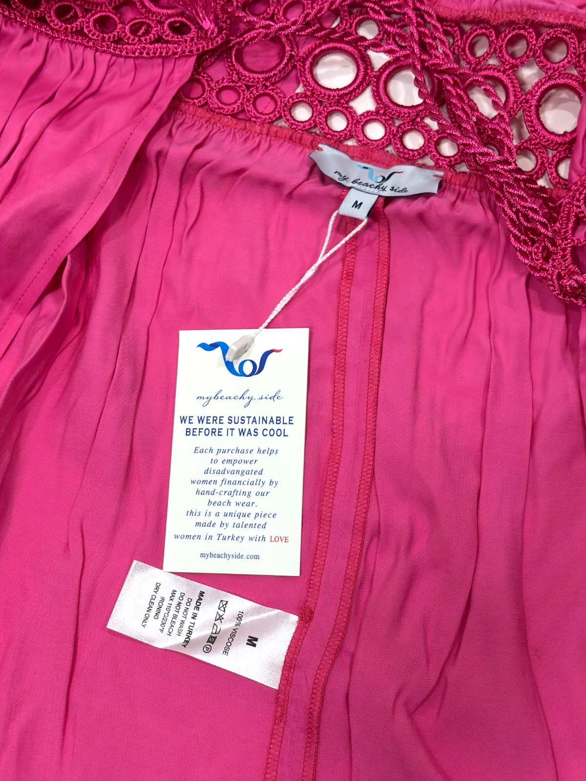 My Beachy Side Fuchsia Tie Front Mini Dress Coverup - M