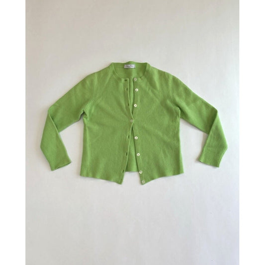 Valentino Rama by Deborah Cashmere Cardigan Sweater Italy Lime Green - XS/S