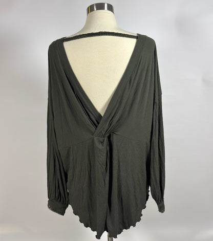 Free People Shimmy Shake Top Backless Open Back Long Sleeve Relaxed - M