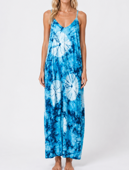 Poetsky V Neck Sleeveless Flowy Pockets Maxi Sun Dress Sand Dollar - S