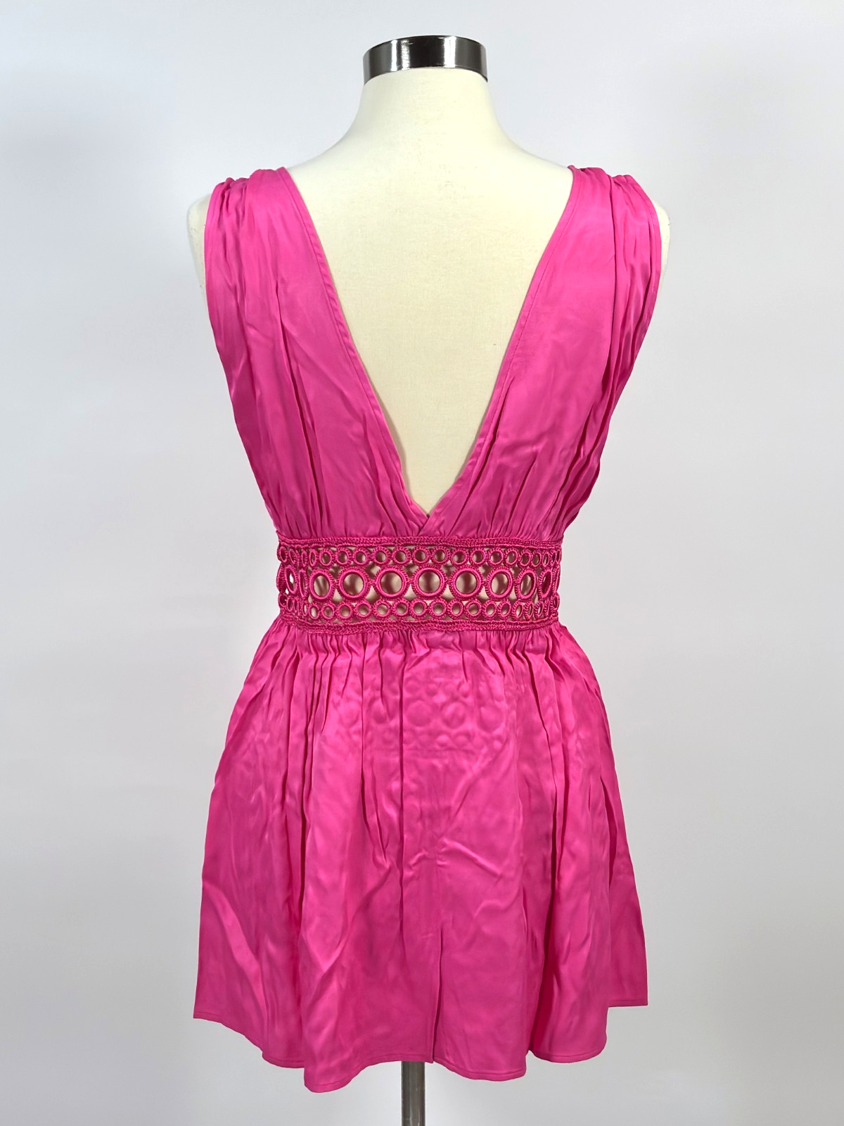 My Beachy Side Fuchsia Tie Front Mini Dress Coverup - M