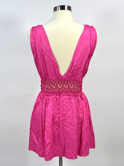 My Beachy Side Fuchsia Tie Front Mini Dress Coverup - M