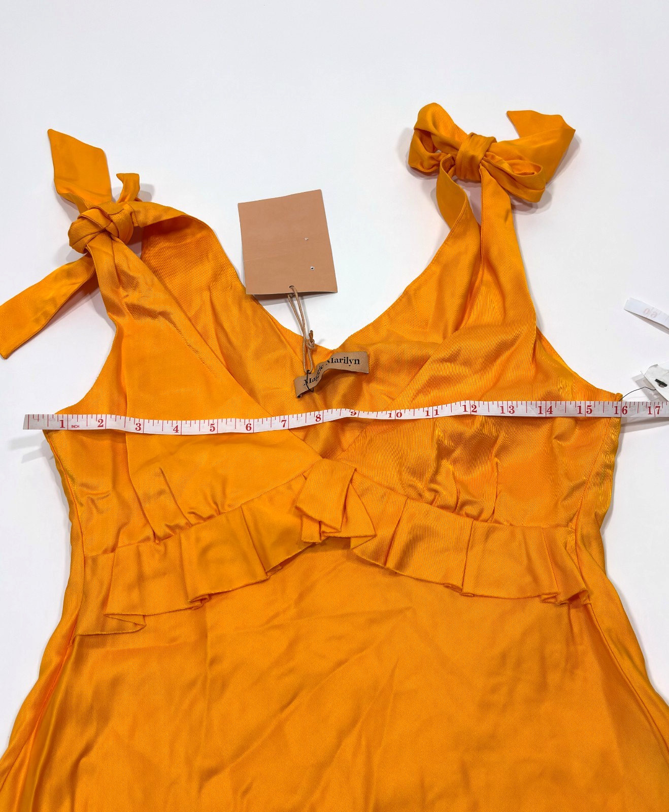 Maggie Marilyn The Diana Cami Tank Ruffle Tie Shoulder Orange - 6