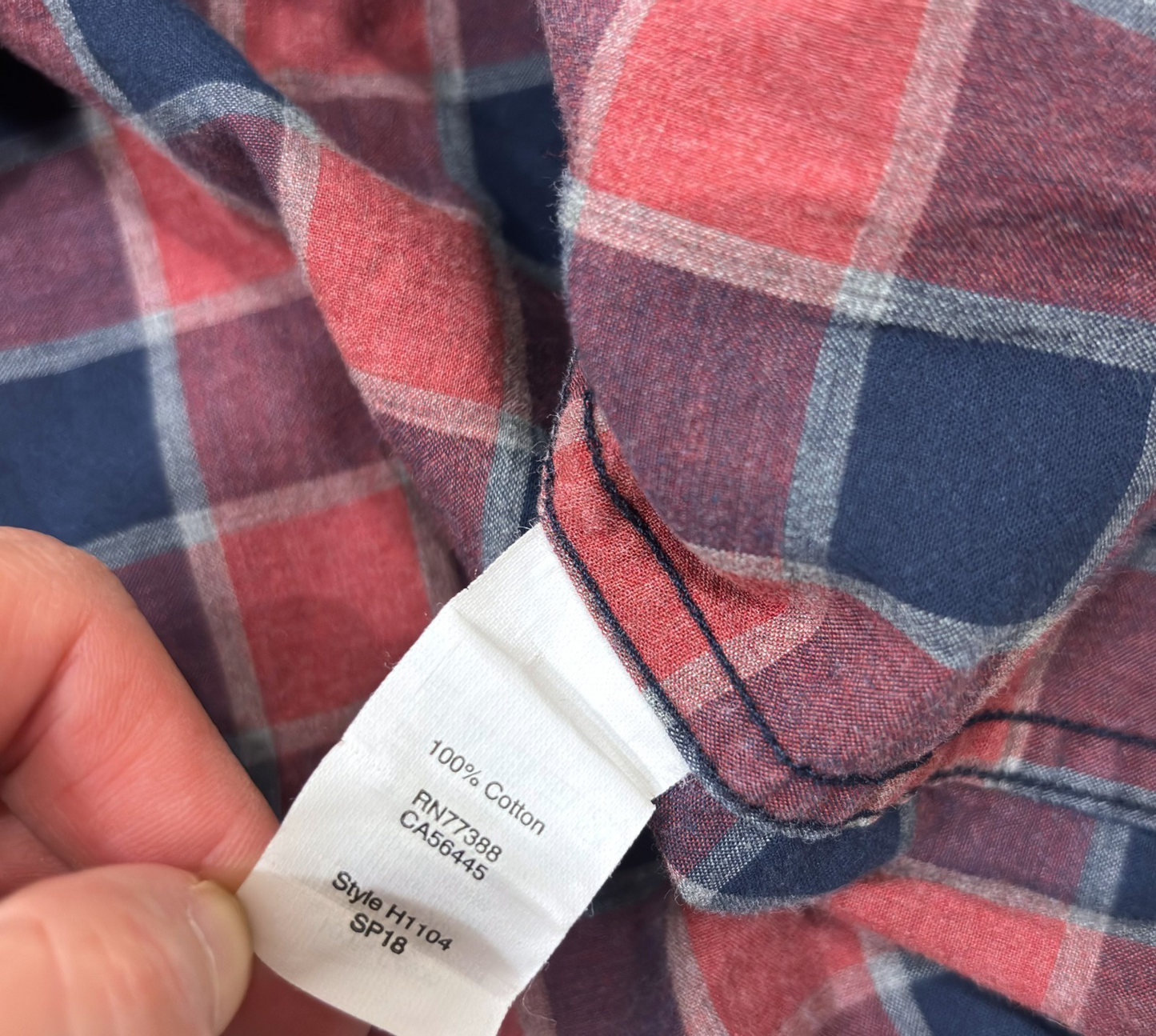 J Crew Slim Fit Plaid Button Down Cotton Blue Red - L
