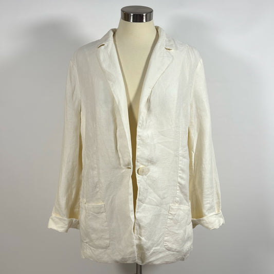 J Jill Single Button Blazer Jacket Ivory White - L