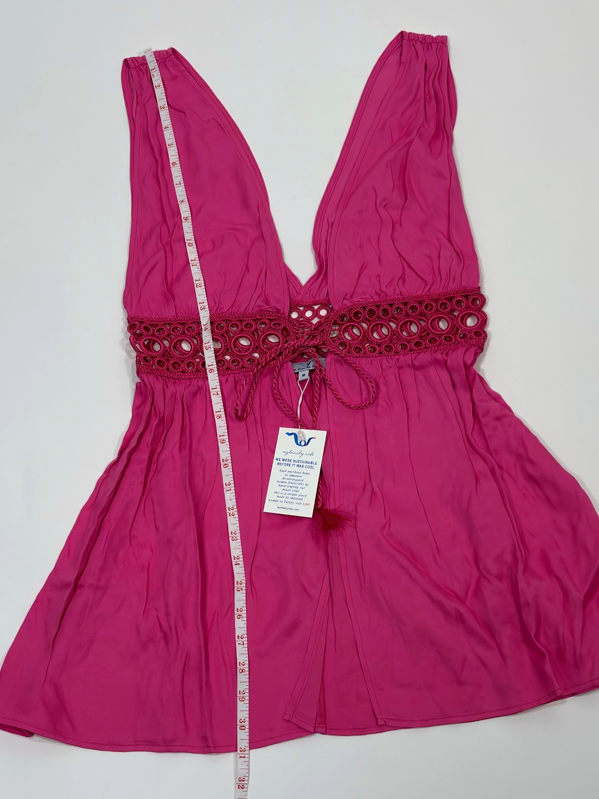 My Beachy Side Fuchsia Tie Front Mini Dress Coverup - M