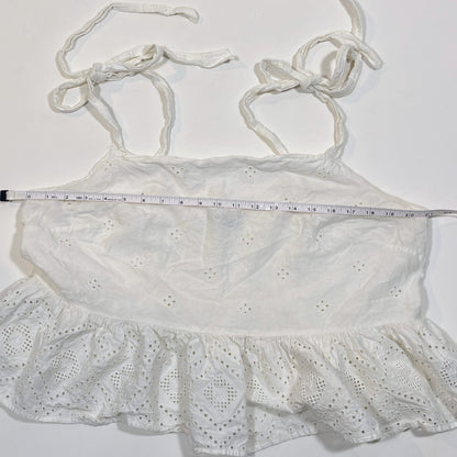 Madewell Rosalie Peplum Tie Strap Tank Top Blouse White Eyelet - 1X