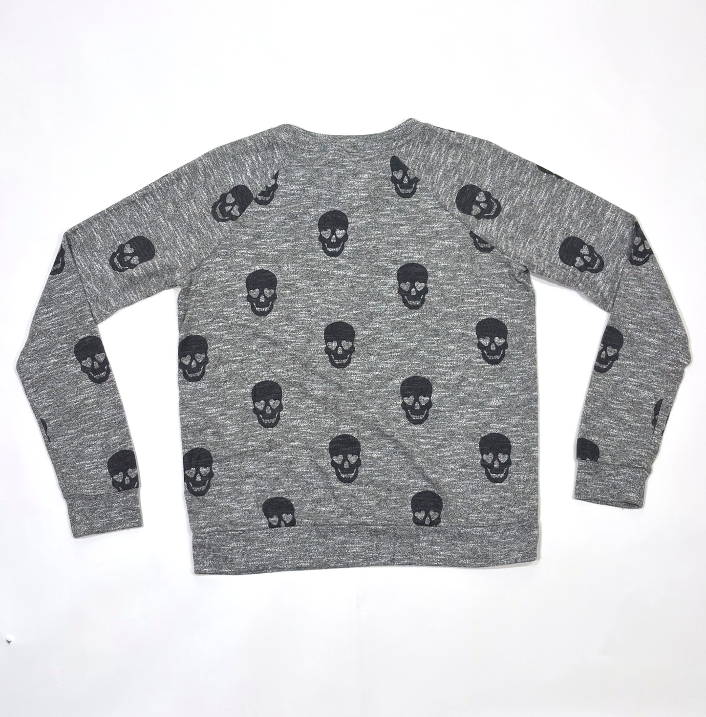 PJ Salvage Skull Crewneck Long Sleeve Gray Black - Small
