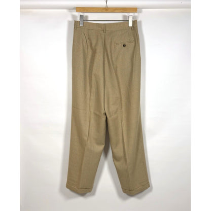 LL Bean Beige Houndstooth Wool Pleated Trouser Pants Vintage - 12