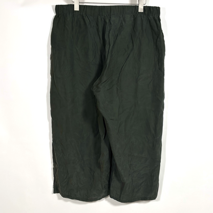 Eileen Fisher System Silk Wide-Leg Crop Pants Dark Forest Green - XL