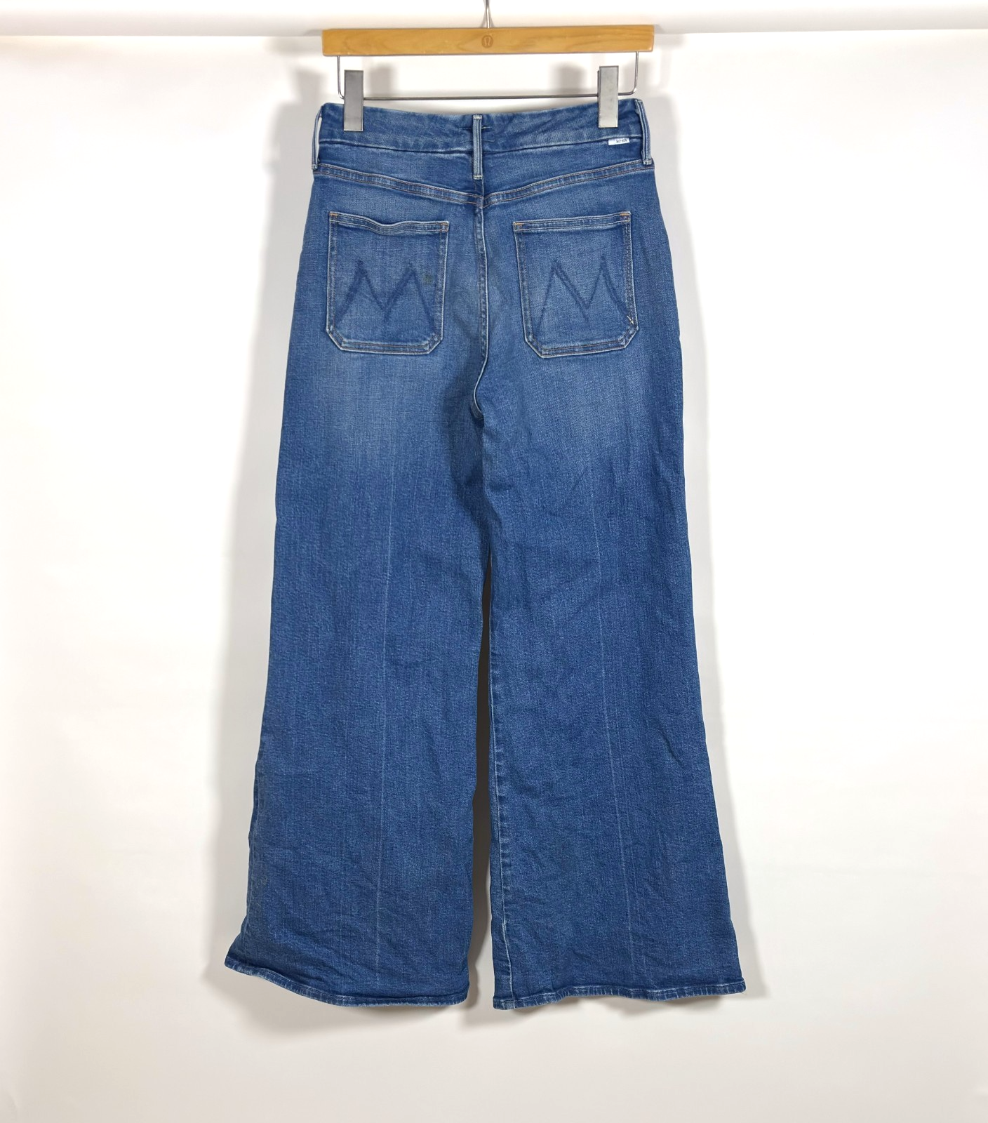 Mother Patch Pocket Roller Wide Leg Denim Jeans Medium Wash - 27