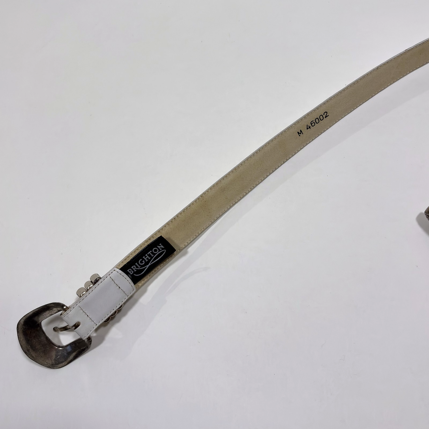 Brighton White Leather Belt Silver Buckle - M
