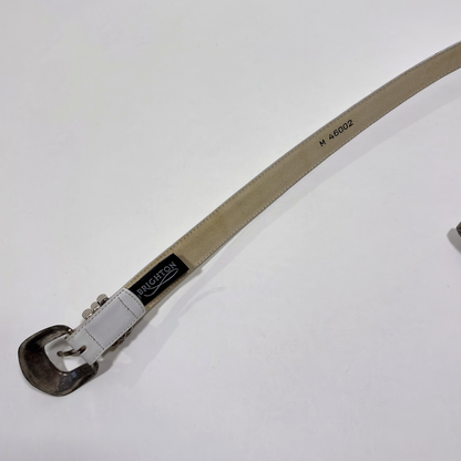 Brighton White Leather Belt Silver Buckle - M