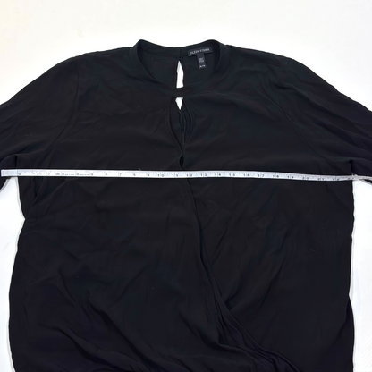 Eileen Fisher System Georgette Silk Wrap Blouse Black Crepe - XL
