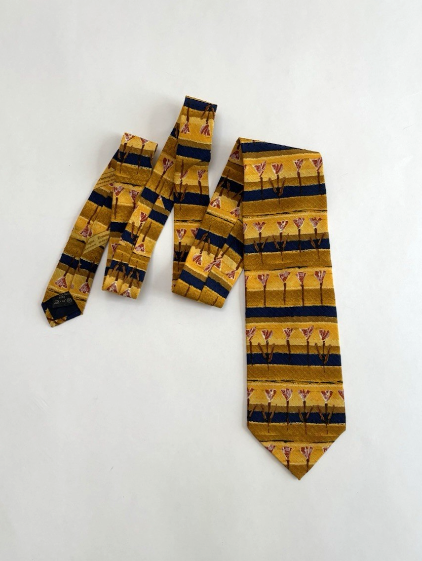 Ermenegildo Zegna Silk Floral Tulip Neck Tie Italy 3.75"