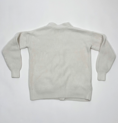 Loft Cardigan Sweater Button Front V Neck White Cotton - XS