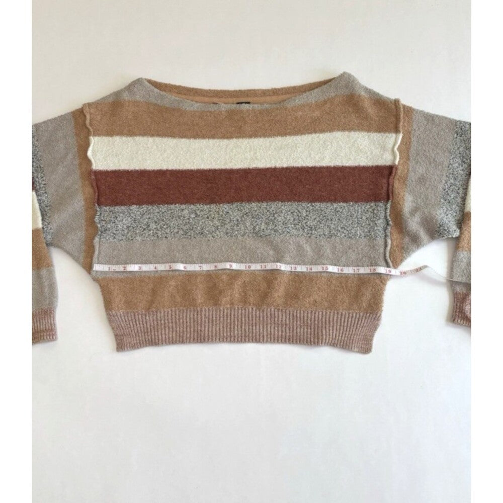 Free People Cropped Sweater Candyland Earth Tone Striped - S