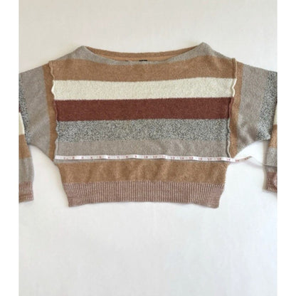 Free People Cropped Sweater Candyland Earth Tone Striped - S