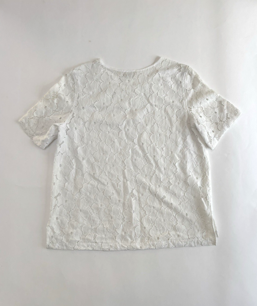 AG Adriano Goldschmied White Lace Floral Short Sleeve Blouse - S
