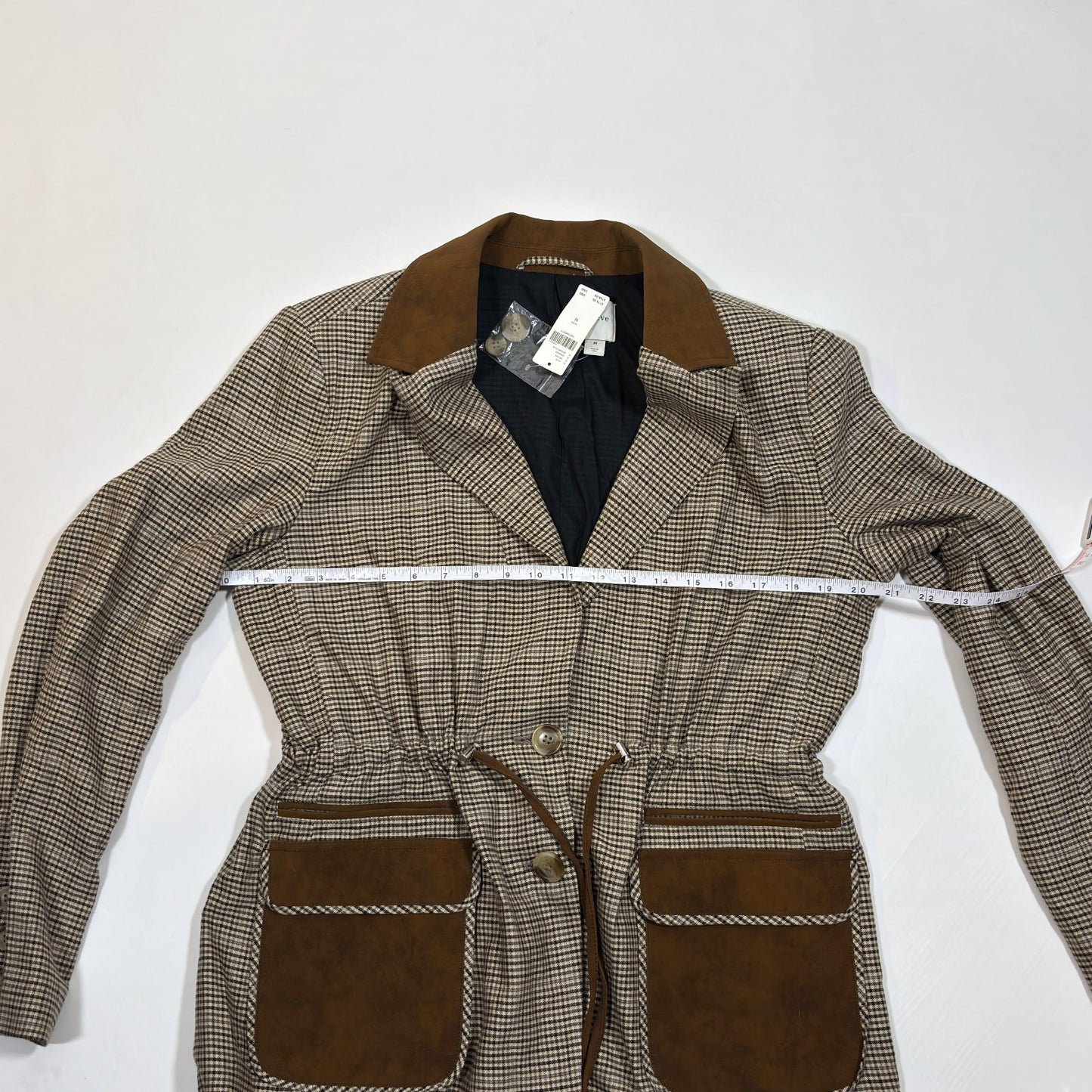 Anthropologie Maeve Plaid Cinch-Waist Blazer Jacket - M