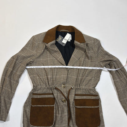 Anthropologie Maeve Plaid Cinch-Waist Blazer Jacket - M