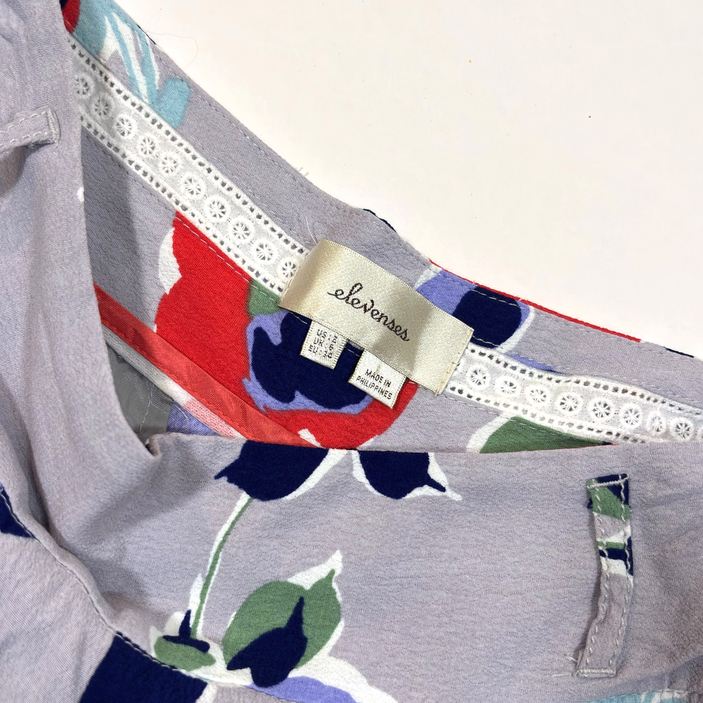 Elevenses Anthropologie Ambrosia Wide Leg Floral Pants Purple Grey Motif - Size 2