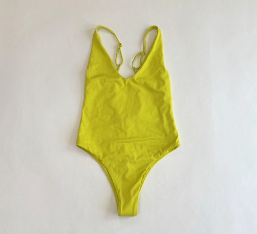 Bond-eye Elena Low Back One Piece Swim Suit Neon Yellow - S