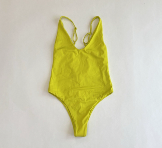 Bond-eye Elena Low Back One Piece Swim Suit Neon Yellow - S