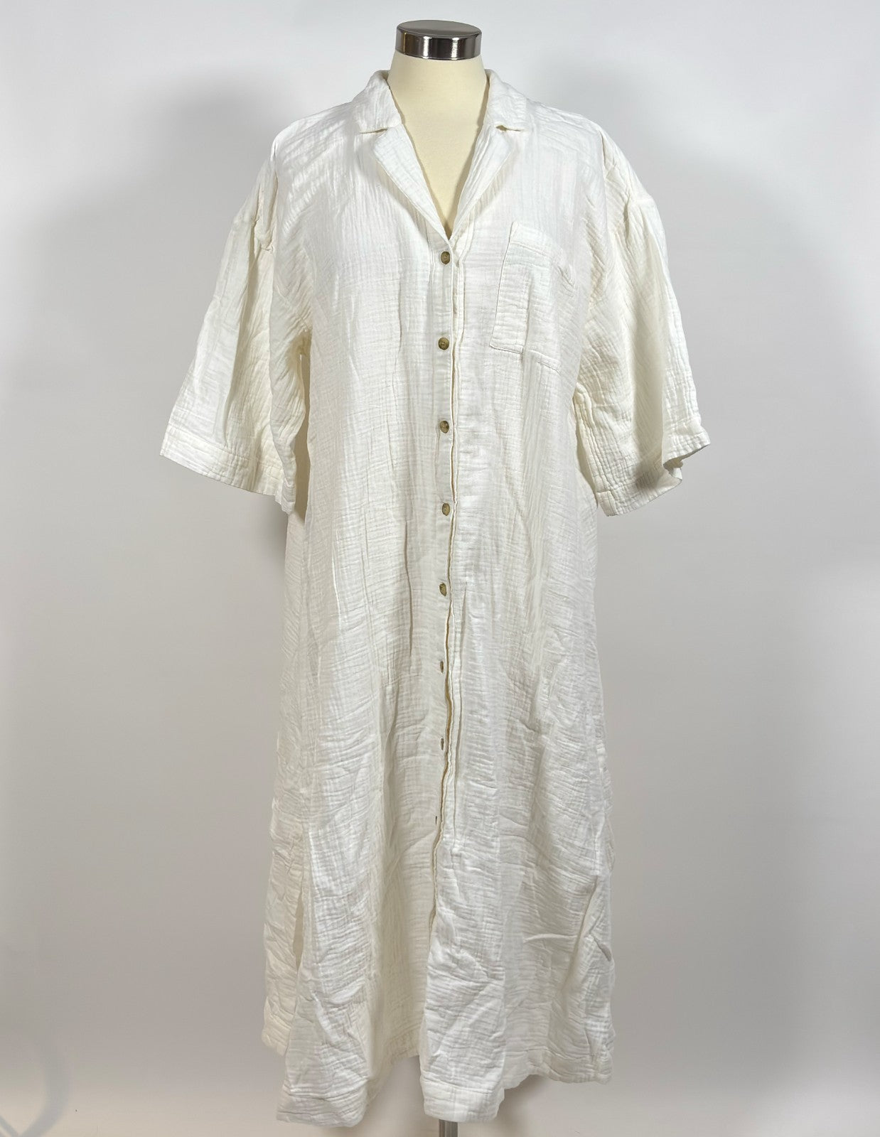 Madewell Lightestspun Gauze Cover-Up Maxi Shirtdress Cream - Large