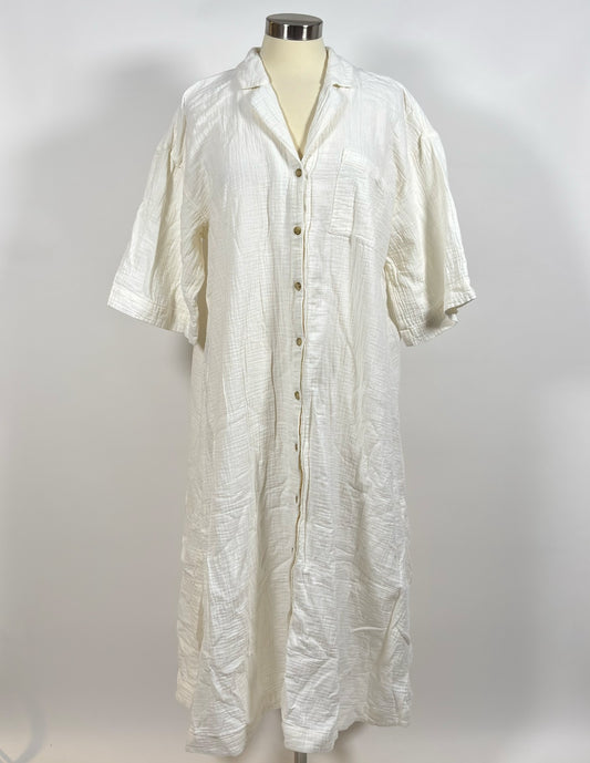 Madewell Lightestspun Gauze Cover-Up Maxi Shirtdress Cream - Large