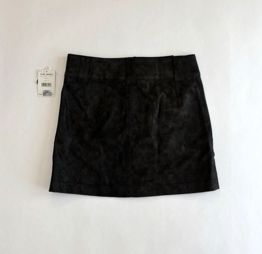 Free People Carson Utility Wrap Mini Skirt Charcoal Vegan Leather - 2