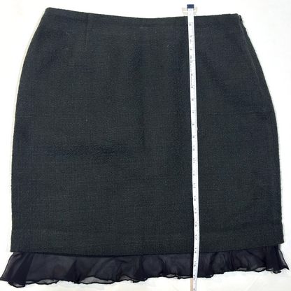 WDNY Black Ruffled Hem Knit Skirt - 10