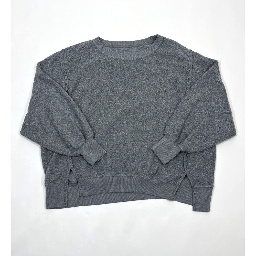 Aerie Sweatshirt Oversized Dolman Sleeve Crew Neck Grey - M