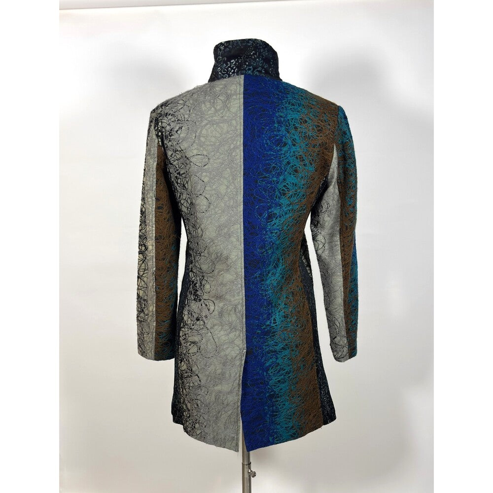 Lindi Silk Jacket Art to Wear Patchwork Tapestry Longline - S