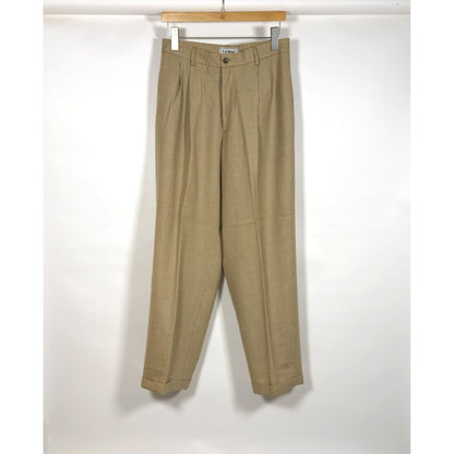 LL Bean Beige Houndstooth Wool Pleated Trouser Pants Vintage - 12