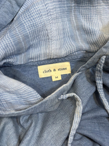 Cloth & Stone Chambray Knit Twofer Hoodie Flannel Overlay - M