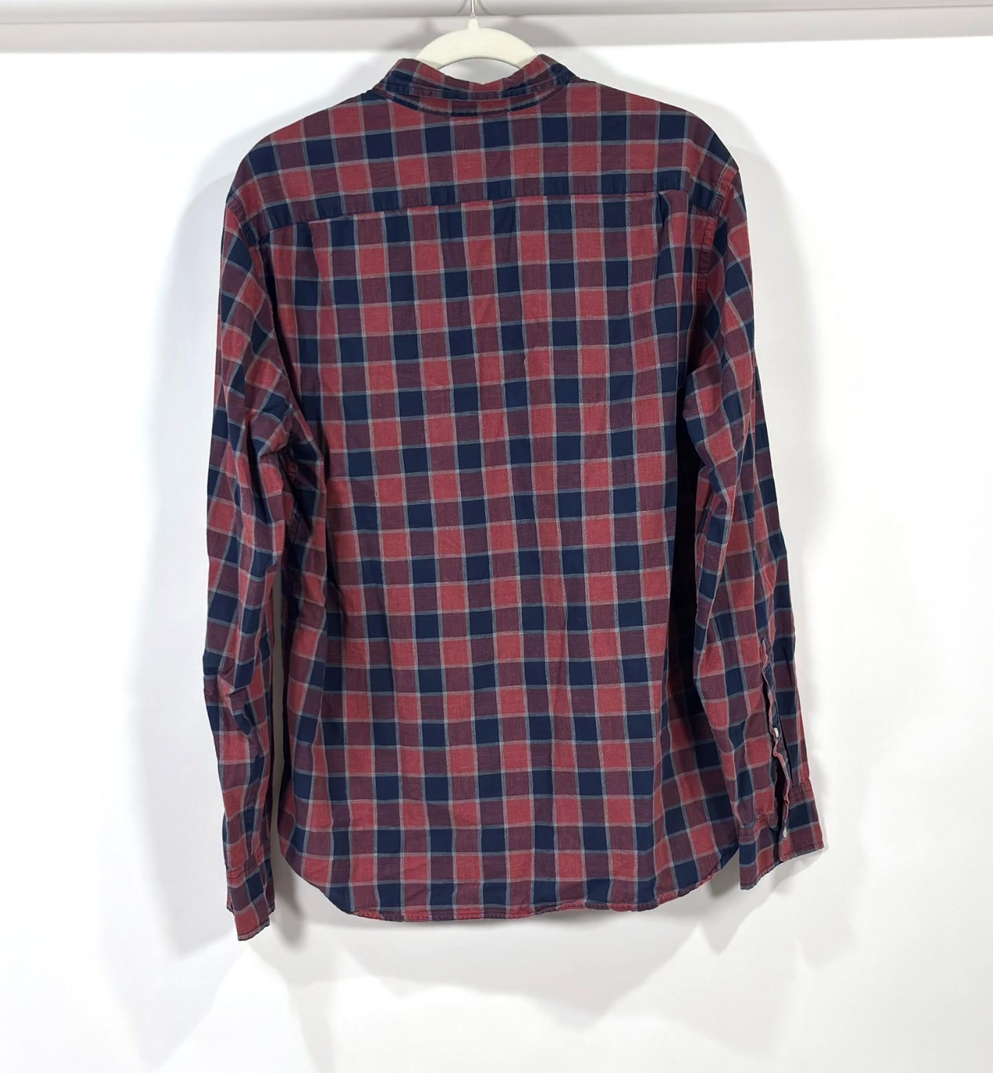 J Crew Slim Fit Plaid Button Down Cotton Blue Red - L