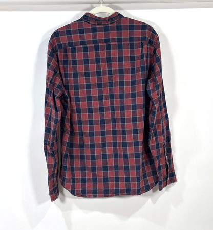 J Crew Slim Fit Plaid Button Down Cotton Blue Red - L
