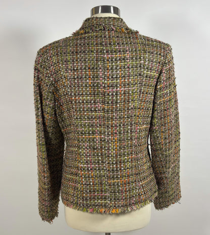 Axcess Fringe Earthy Tone Tweed Blazer - 12