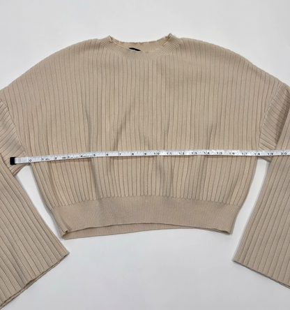 Lulu's Cream Ribbed Knit Cropped Sweater "Snuggly Style" - S