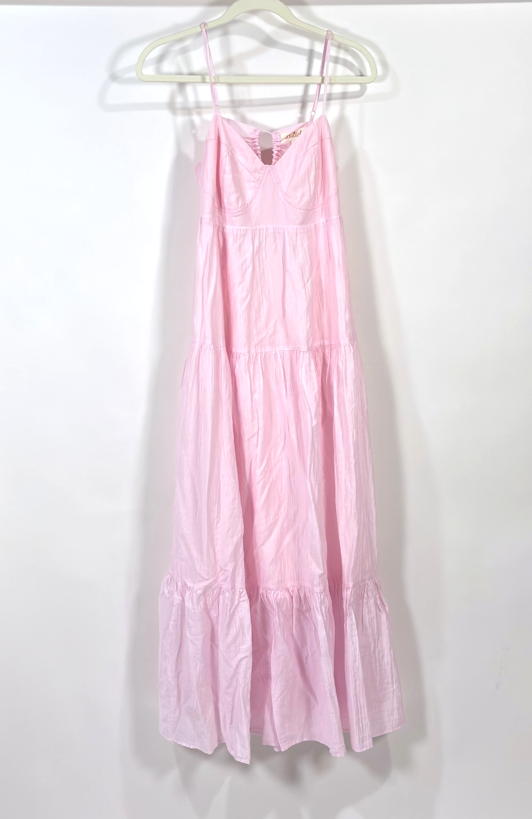 Listicle Light Pink Sleeveless Tiered Maxi Dress Open Back - M